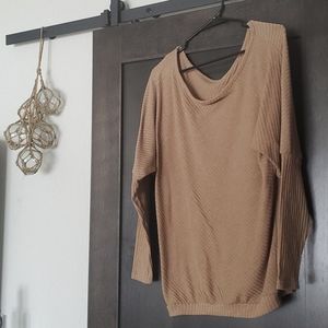 Tan Wish Off Shoulder Long Sleeve Shirt